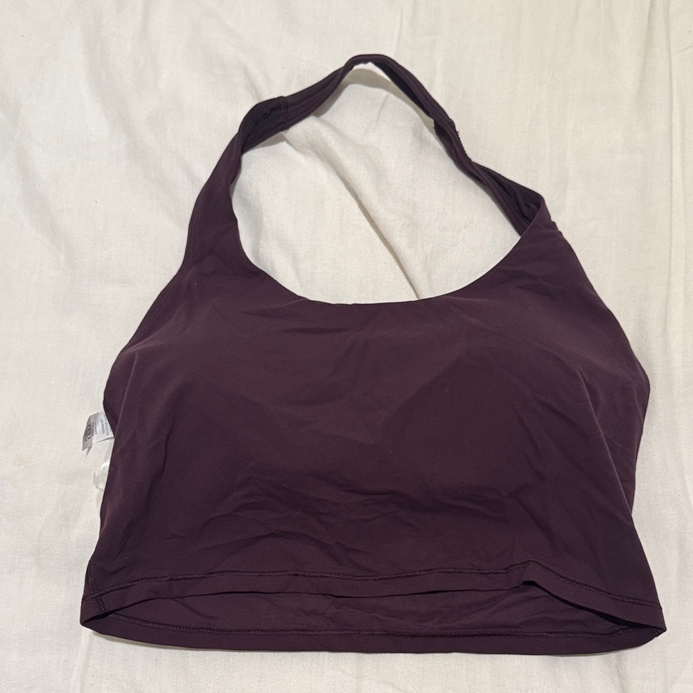 Athleta Halter Scoop Neck Crop Tank Deep Plum Purple MEDUM